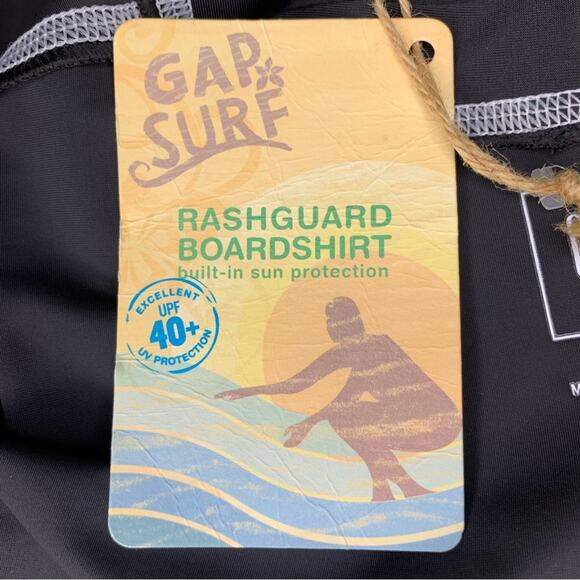Gap NWT Kids Surf Rashguard Boardshirt Built in Sun Protection Black Size XL(12) - Picture 9 of 9